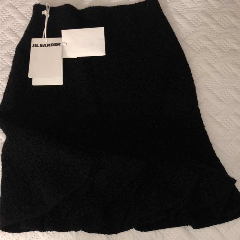 Jil Sander Black Asymmetrical Pencil Midi Skirt